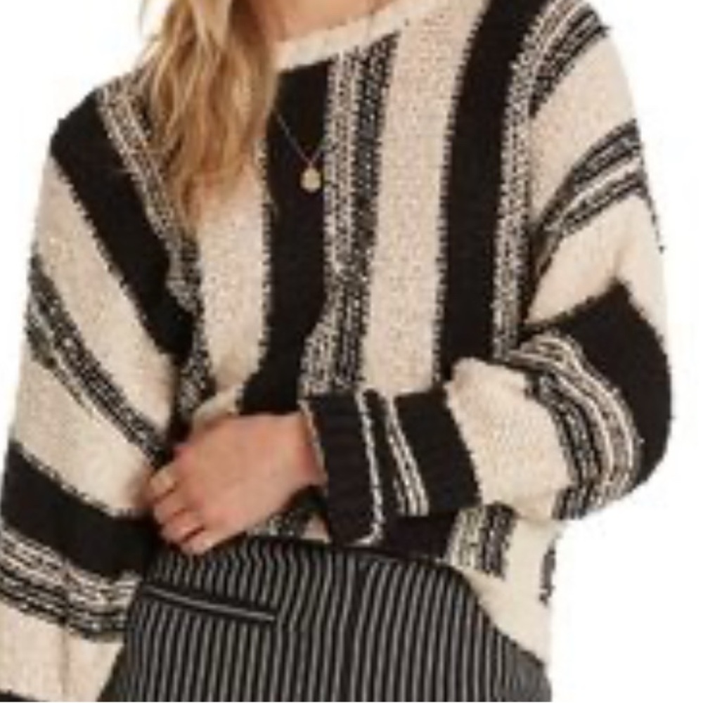 Billabong Striped Black and Cream Sweater